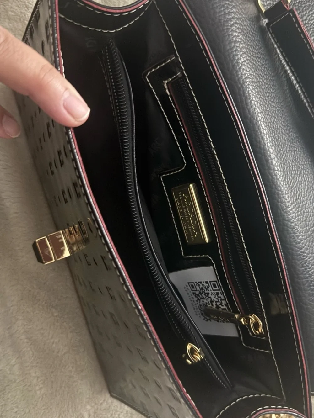 Arcadia Black Patent Crossbody with Gold Chain - Picture 2 of 3